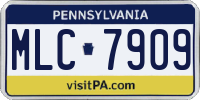 PA license plate MLC7909