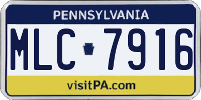 PA license plate MLC7916