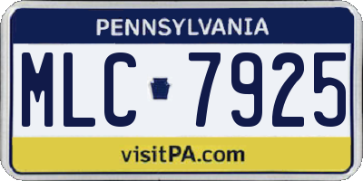 PA license plate MLC7925