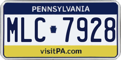 PA license plate MLC7928