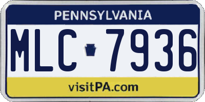 PA license plate MLC7936
