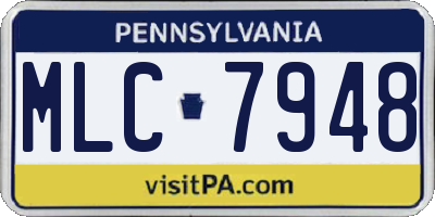PA license plate MLC7948