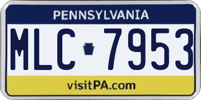 PA license plate MLC7953