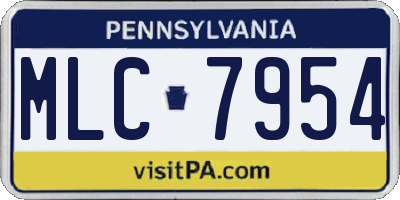 PA license plate MLC7954