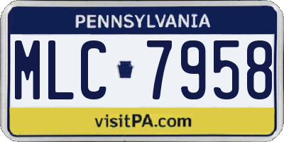 PA license plate MLC7958