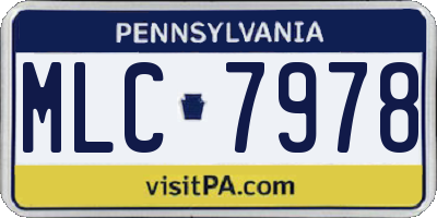 PA license plate MLC7978