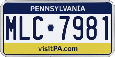 PA license plate MLC7981