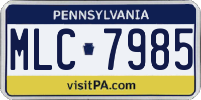 PA license plate MLC7985