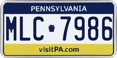 PA license plate MLC7986