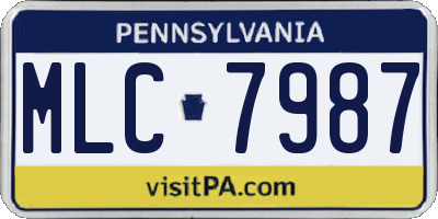PA license plate MLC7987