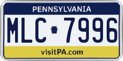 PA license plate MLC7996