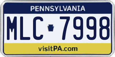 PA license plate MLC7998
