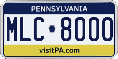 PA license plate MLC8000