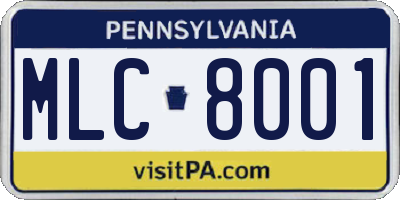 PA license plate MLC8001