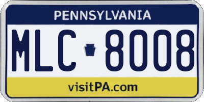 PA license plate MLC8008