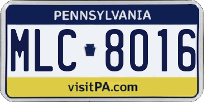 PA license plate MLC8016