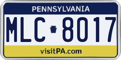 PA license plate MLC8017