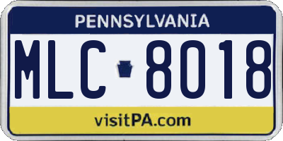 PA license plate MLC8018