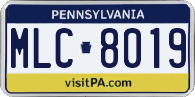 PA license plate MLC8019