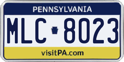 PA license plate MLC8023