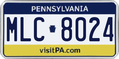 PA license plate MLC8024
