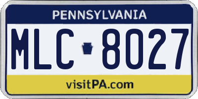 PA license plate MLC8027