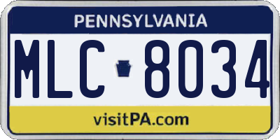 PA license plate MLC8034