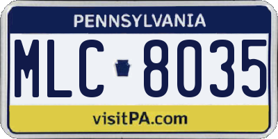 PA license plate MLC8035