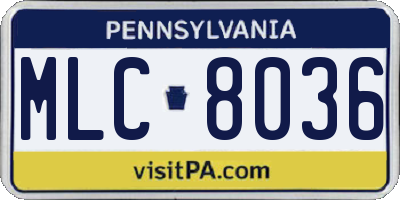 PA license plate MLC8036
