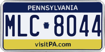 PA license plate MLC8044