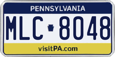 PA license plate MLC8048
