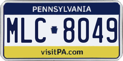 PA license plate MLC8049