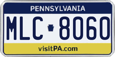 PA license plate MLC8060
