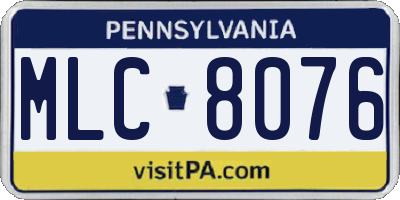 PA license plate MLC8076