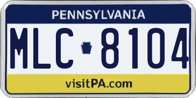 PA license plate MLC8104