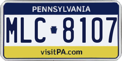 PA license plate MLC8107