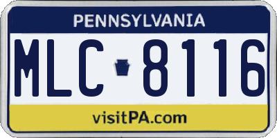 PA license plate MLC8116