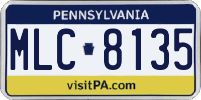 PA license plate MLC8135