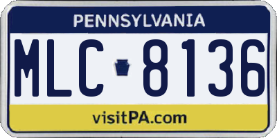 PA license plate MLC8136