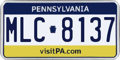 PA license plate MLC8137