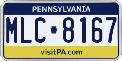 PA license plate MLC8167