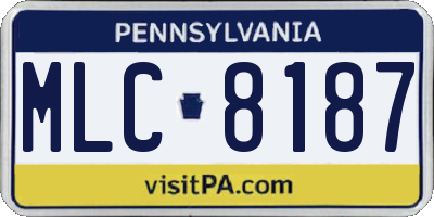 PA license plate MLC8187