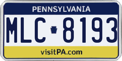 PA license plate MLC8193