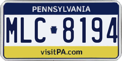 PA license plate MLC8194