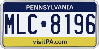 PA license plate MLC8196