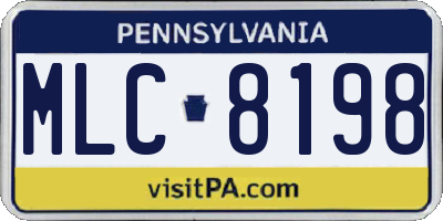 PA license plate MLC8198