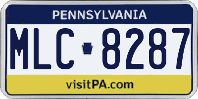 PA license plate MLC8287