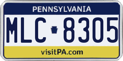 PA license plate MLC8305