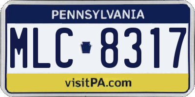 PA license plate MLC8317
