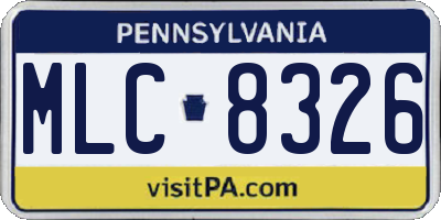 PA license plate MLC8326
